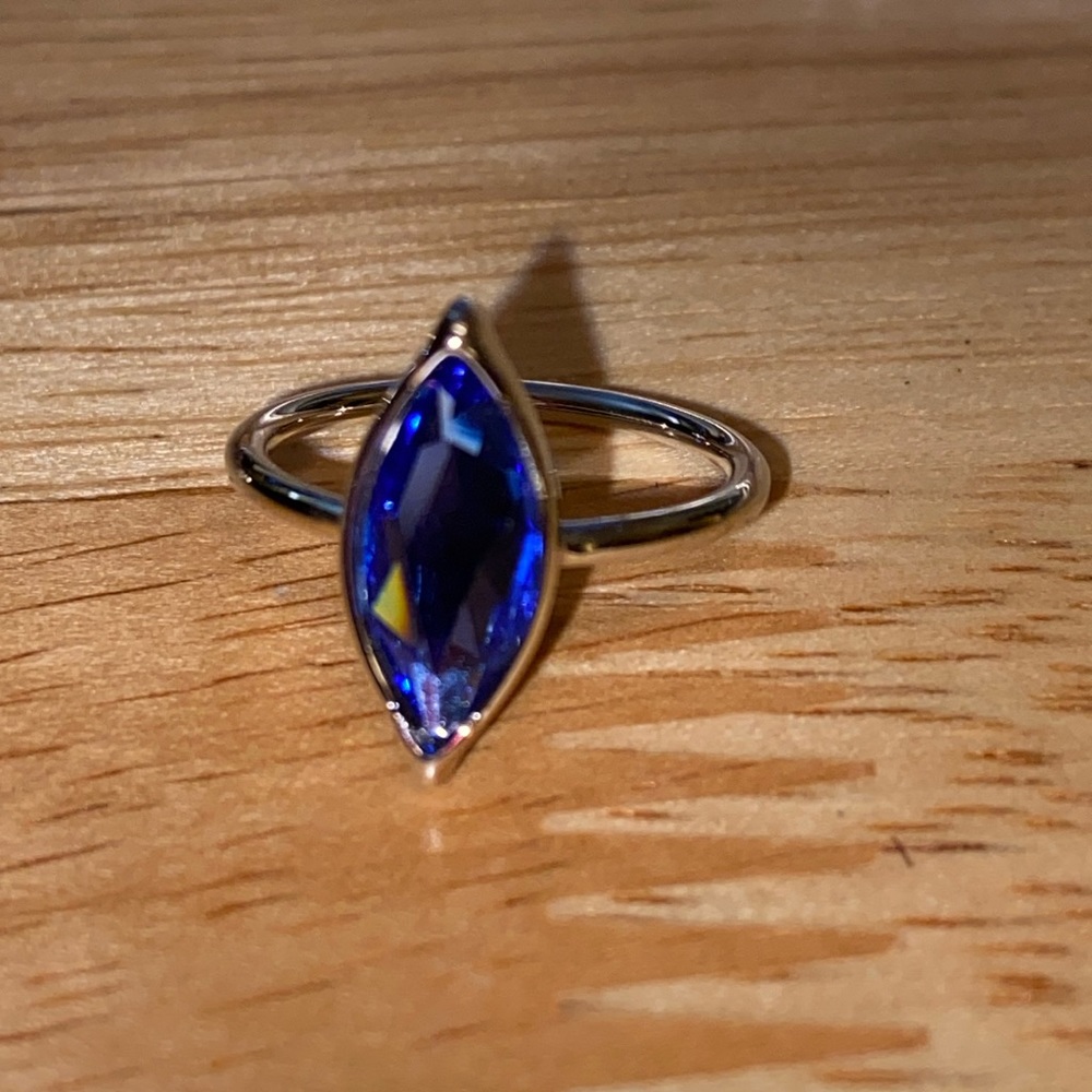 Touchstone Crystal Silver Ring With A Marquis Cut… - image 2